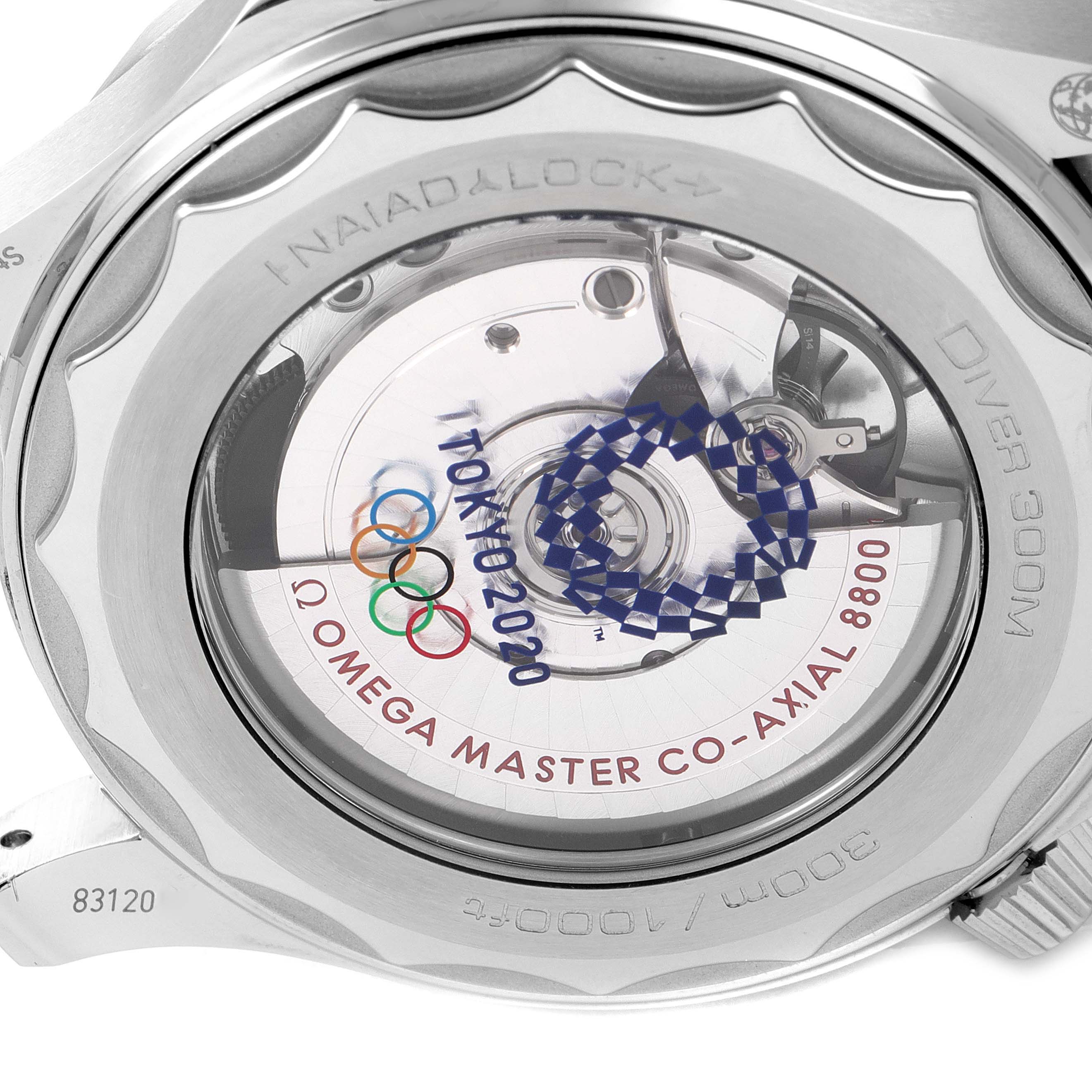 This image shows the back of the Omega Seamaster 522.30.42.20.04.001 Men's Stainless Steel White Dial 522.30.42.20.04.001 Men's Stainless Steel White Dial watch, displaying the movement and engravings.