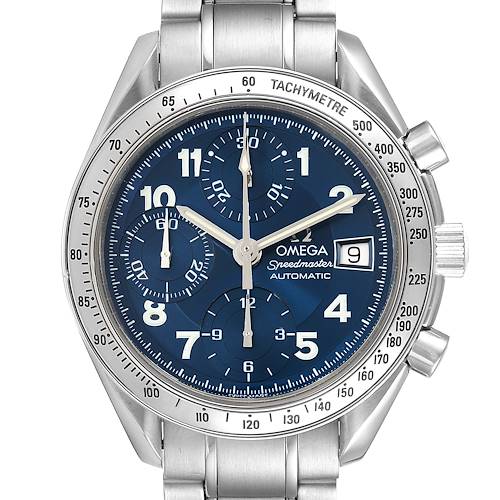 Photo of Omega Speedmaster Date 39 Blue Dial Chronograph Mens Watch 3513.82.00