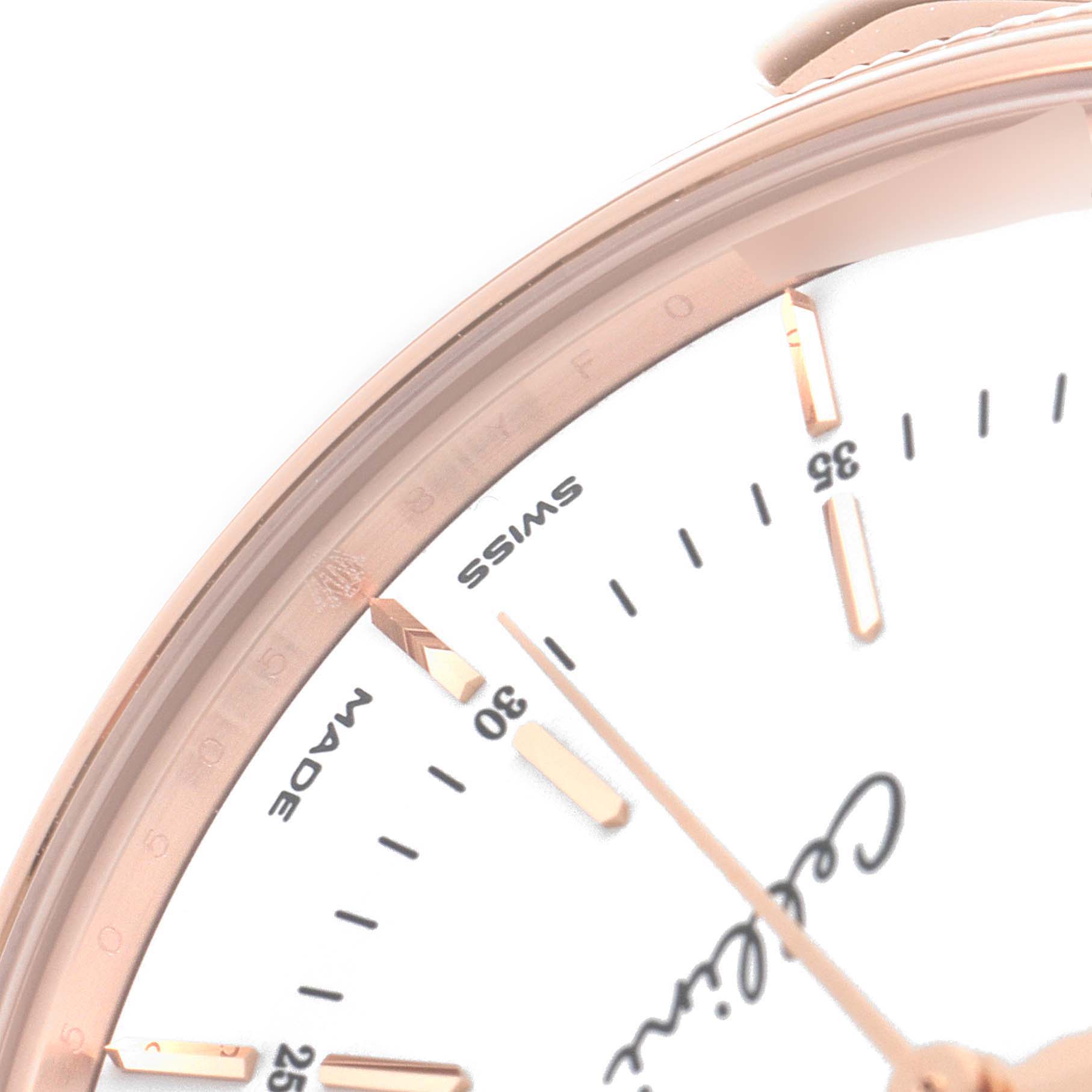 The image shows a close-up angle of the Rolex Cellini 50505 Men's Rose Gold White Dial 50505 Men's Rose Gold White Dial watch dial, featuring the hour markers, minute markers, and part of the hands.