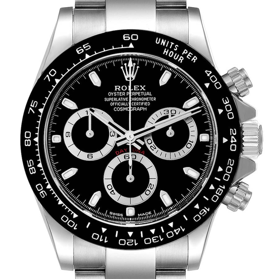 Rolex Cosmograph Daytona Ceramic Bezel Black Dial Steel Mens Watch 116500 Unworn SwissWatchExpo
