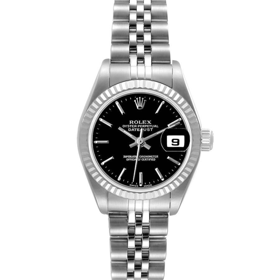 Rolex Datejust 26 Steel White Gold Black Dial Ladies Watch 79174 SwissWatchExpo