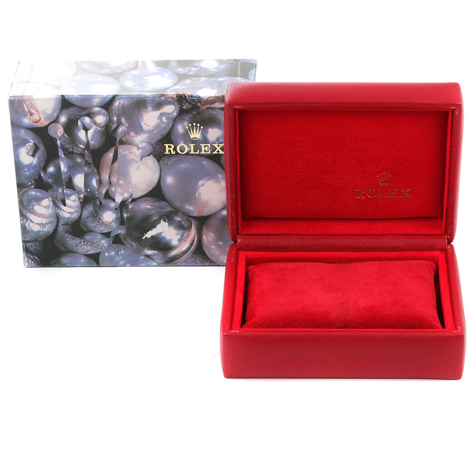 The image displays a red Rolex Datejust 79173 Women's Steel and Gold (two tone) White Dial 79173 Women's Steel and Gold (two tone) White Dial watch box and its outer packaging with the Rolex logo visible.