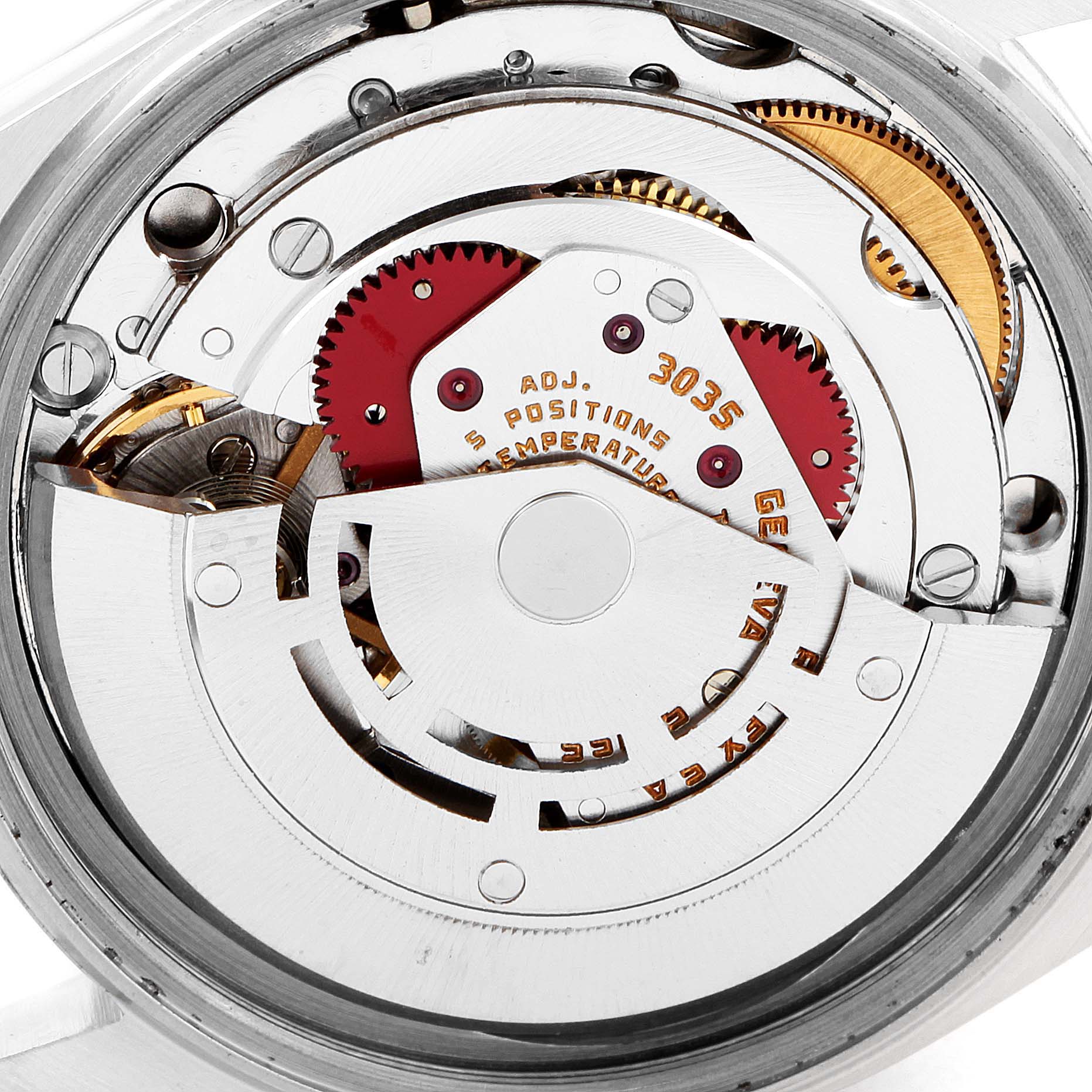 The image shows the internal mechanical movement of the Vintage Collection Rolex watch viewed from the back.