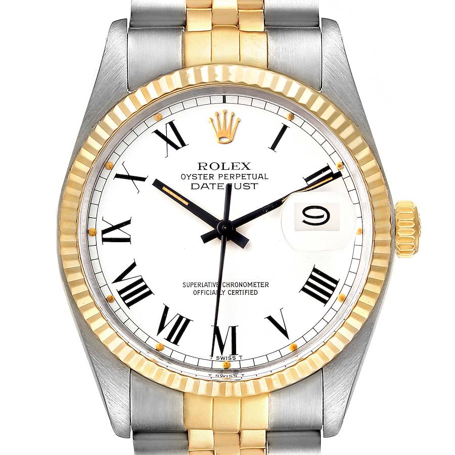 Rolex Datejust Steel Yellow Gold Buckley Dial Vintage Watch 16013 Box Papers SwissWatchExpo