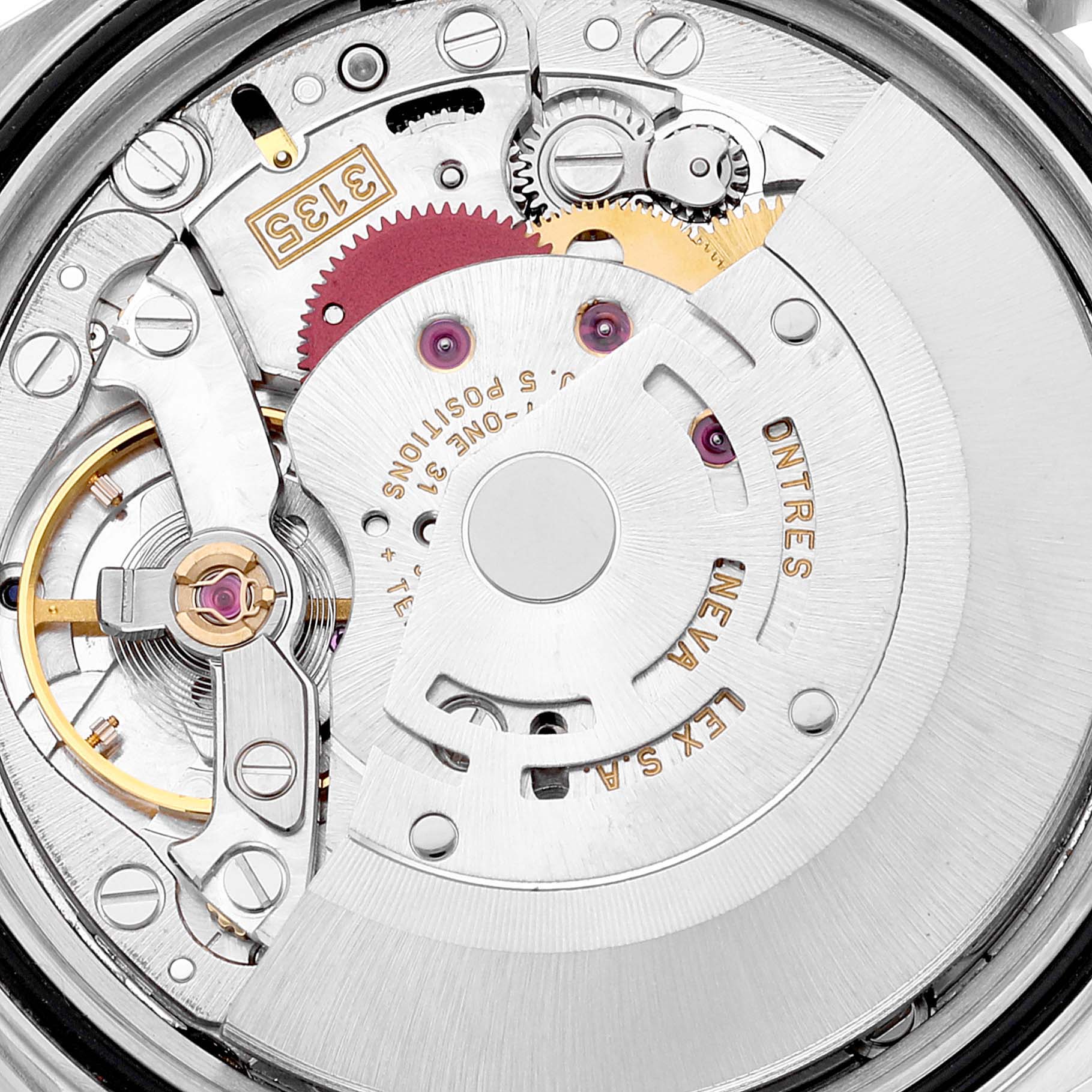 The image shows the detailed internal mechanism of a Rolex Turn-o-Graph 16264 Men's Stainless Steel Silver Dial 16264 Men's Stainless Steel Silver Dial watch, viewed from the back.