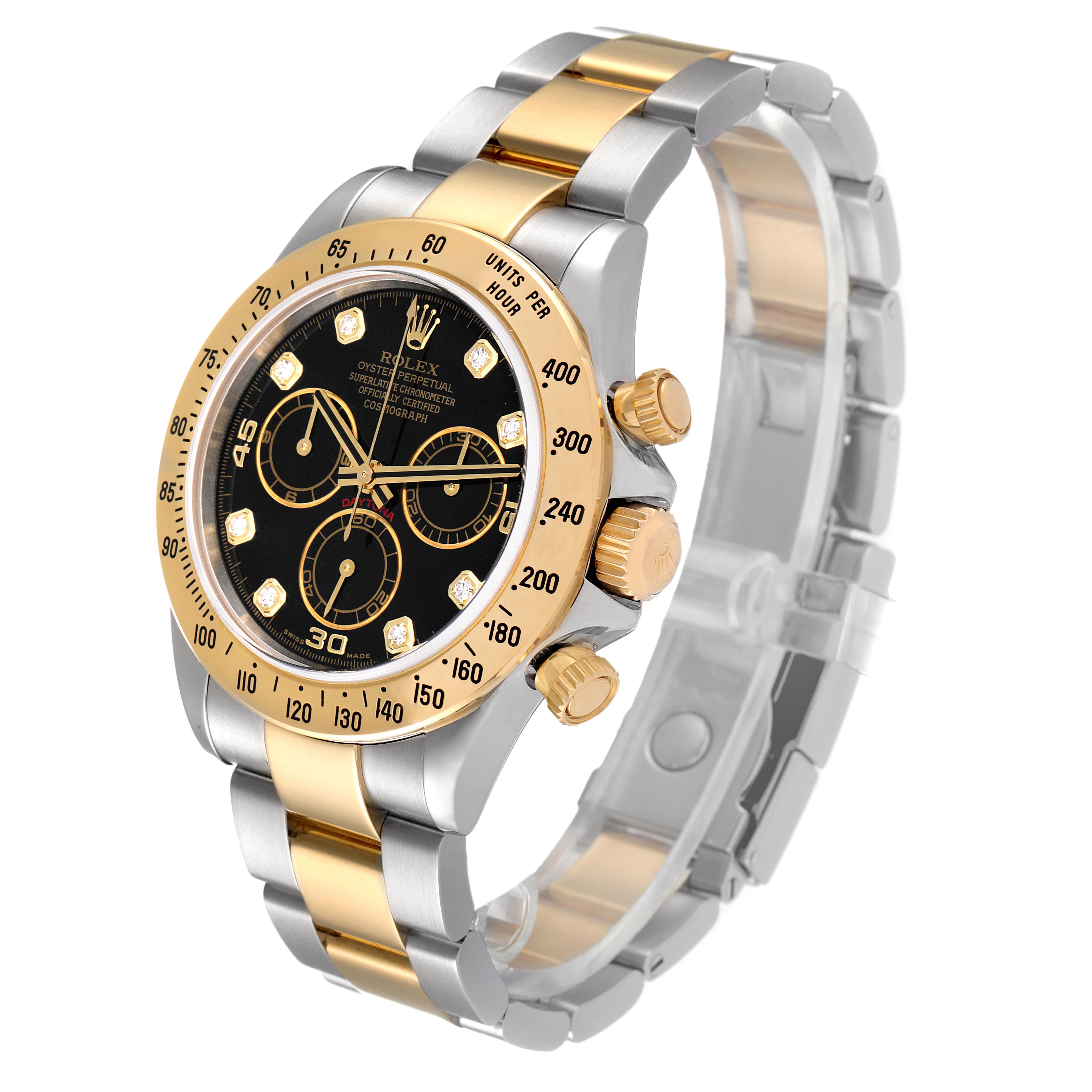 Rolex Daytona Steel Yellow Gold Diamond Chronograph Watch 116523 Box ...
