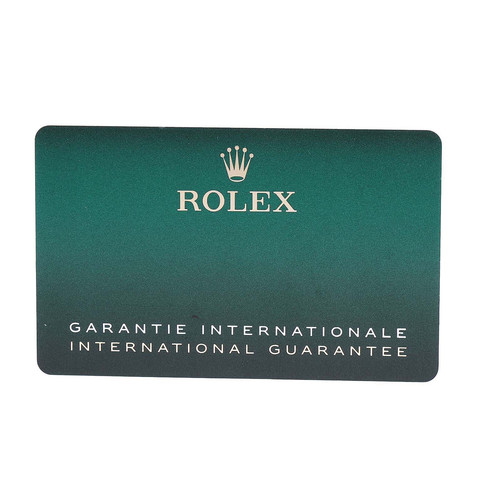 The image shows the Rolex Explorer 226570 Men's Stainless Steel Black Dial model's international guarantee card.