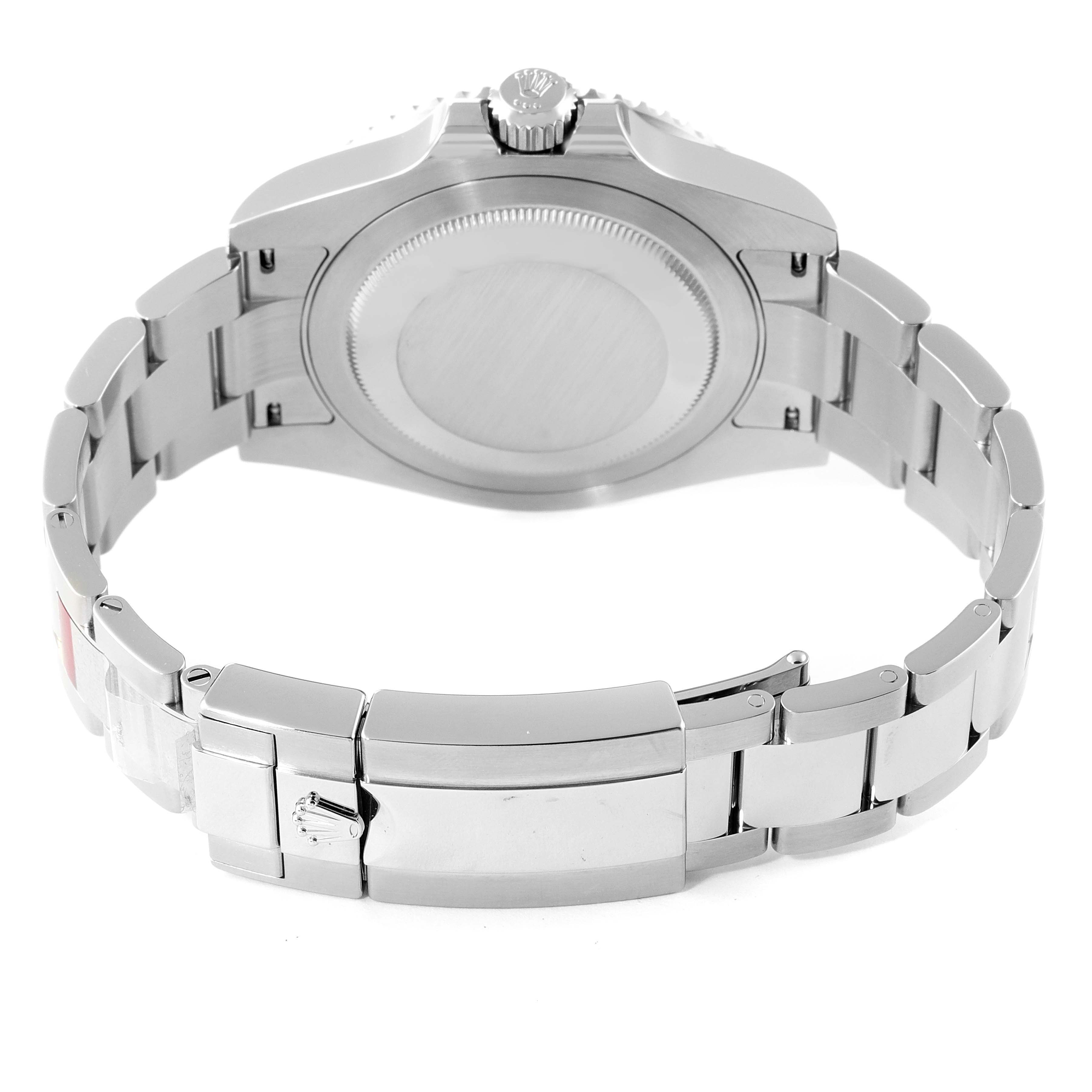 The image shows the back view of a Rolex GMT-Master 126710BLNR Men's Stainless Steel Black Dial 126710BLNR Men's Stainless Steel Black Dial watch, highlighting the case back, bracelet, and clasp.