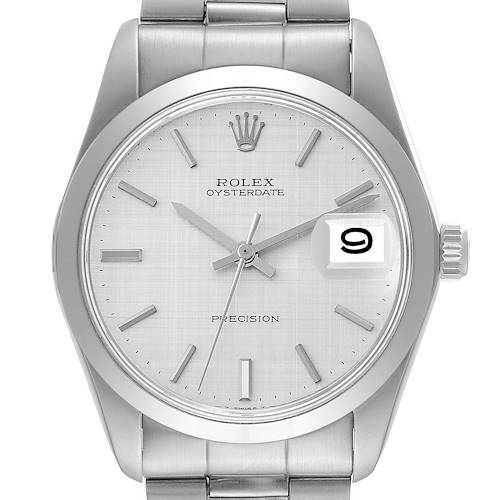 Photo of Rolex OysterDate Precision Silver Linen Dial Steel Vintage Mens Watch 6694