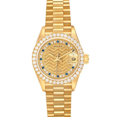 Photo of Rolex President Datejust Yellow Gold Diamond Sapphires Ladies Watch 69138