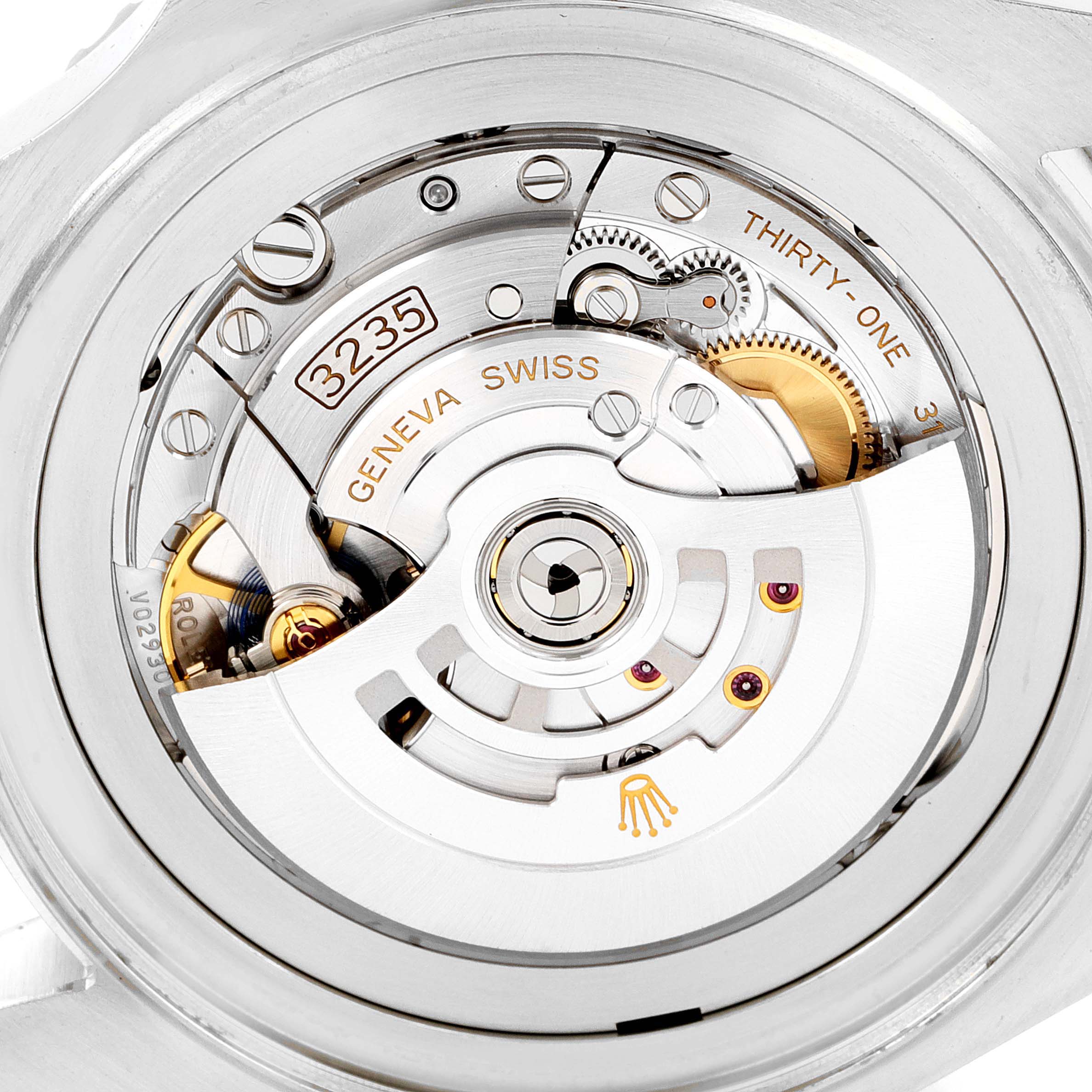 The image shows the Rolex Sea-Dweller 126660 Men's Stainless Steel Blue Dial 126660 Men's Stainless Steel Blue Dial's movement mechanism, taken from the back displaying the intricate inner workings.