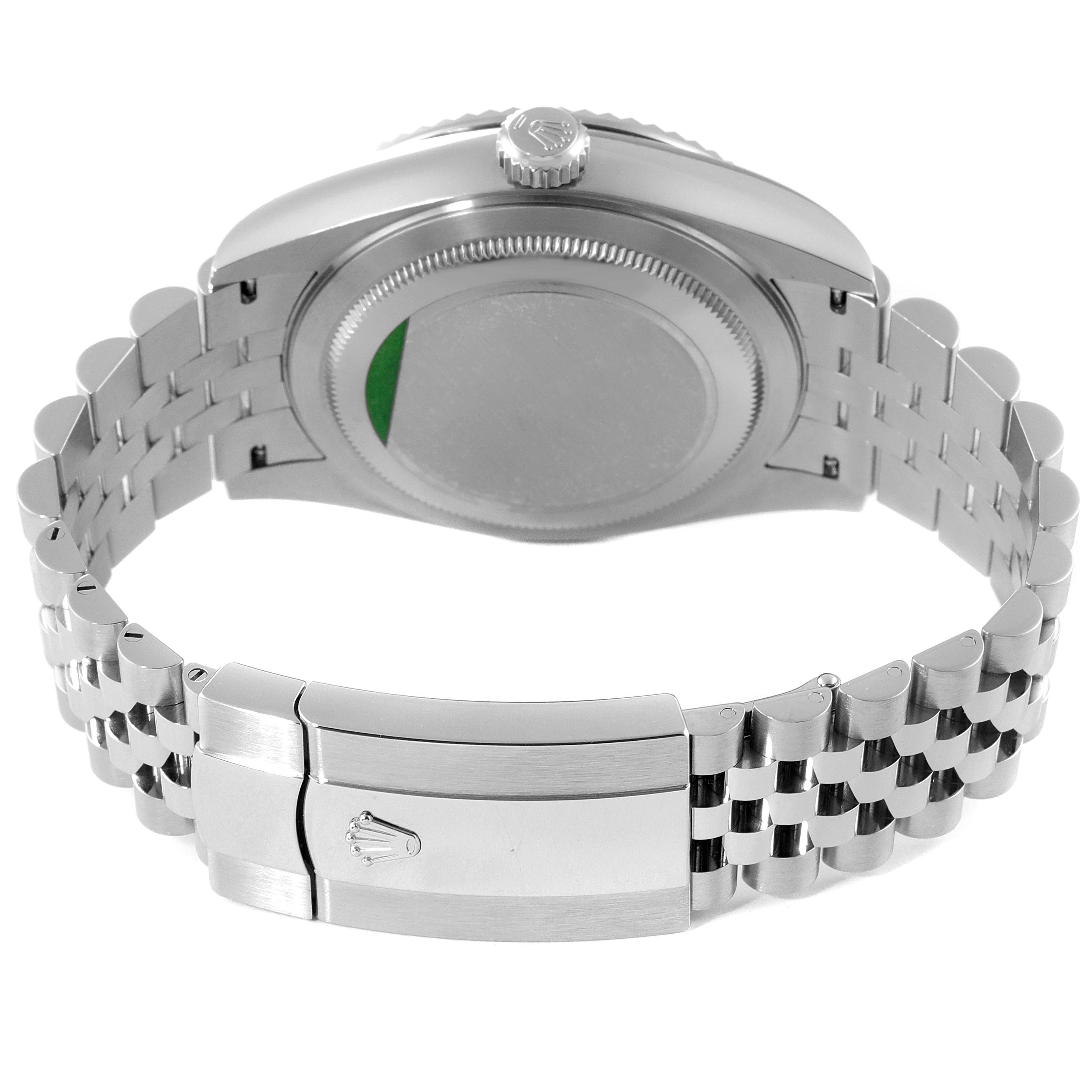 The image shows the back view of a Rolex Sky-Dweller 326934 Men's Stainless Steel Blue Dial 326934 Men's Stainless Steel Blue Dial watch, focusing on the case back and clasp.