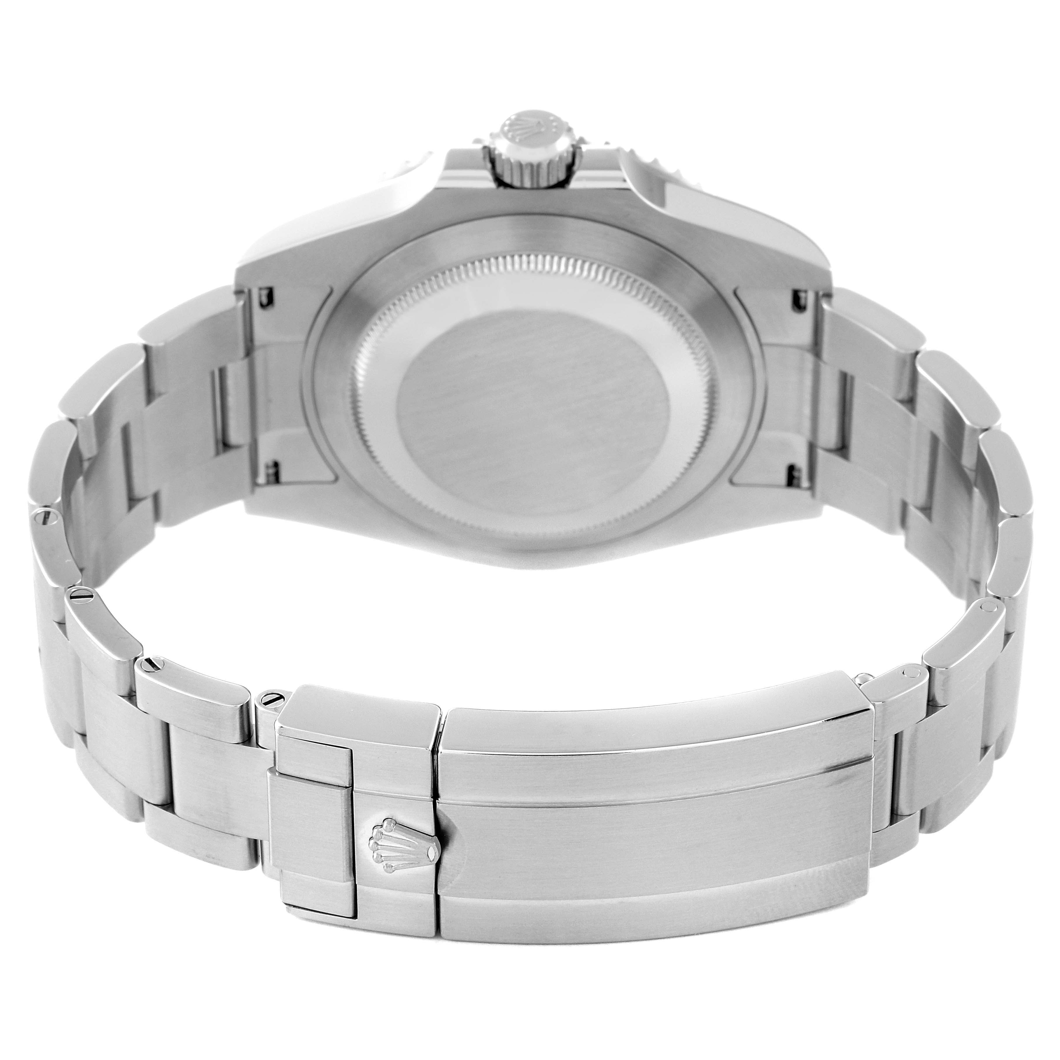 This image shows the back view of a Rolex Submariner 126610 Men
s Stainless Steel Black Dial 126610 Men
s Stainless Steel Black Dial, highlighting the case back, crown, and bracelet with the clasp.