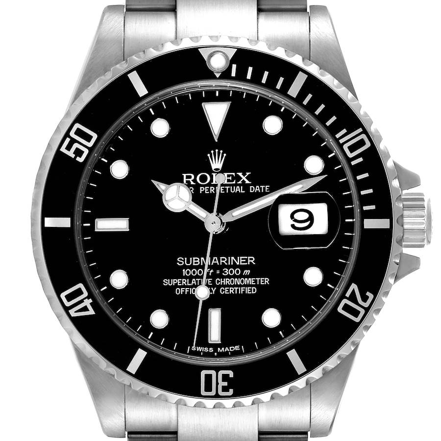 Rolex Submariner Date Black Dial Steel Mens Watch 16610 SwissWatchExpo