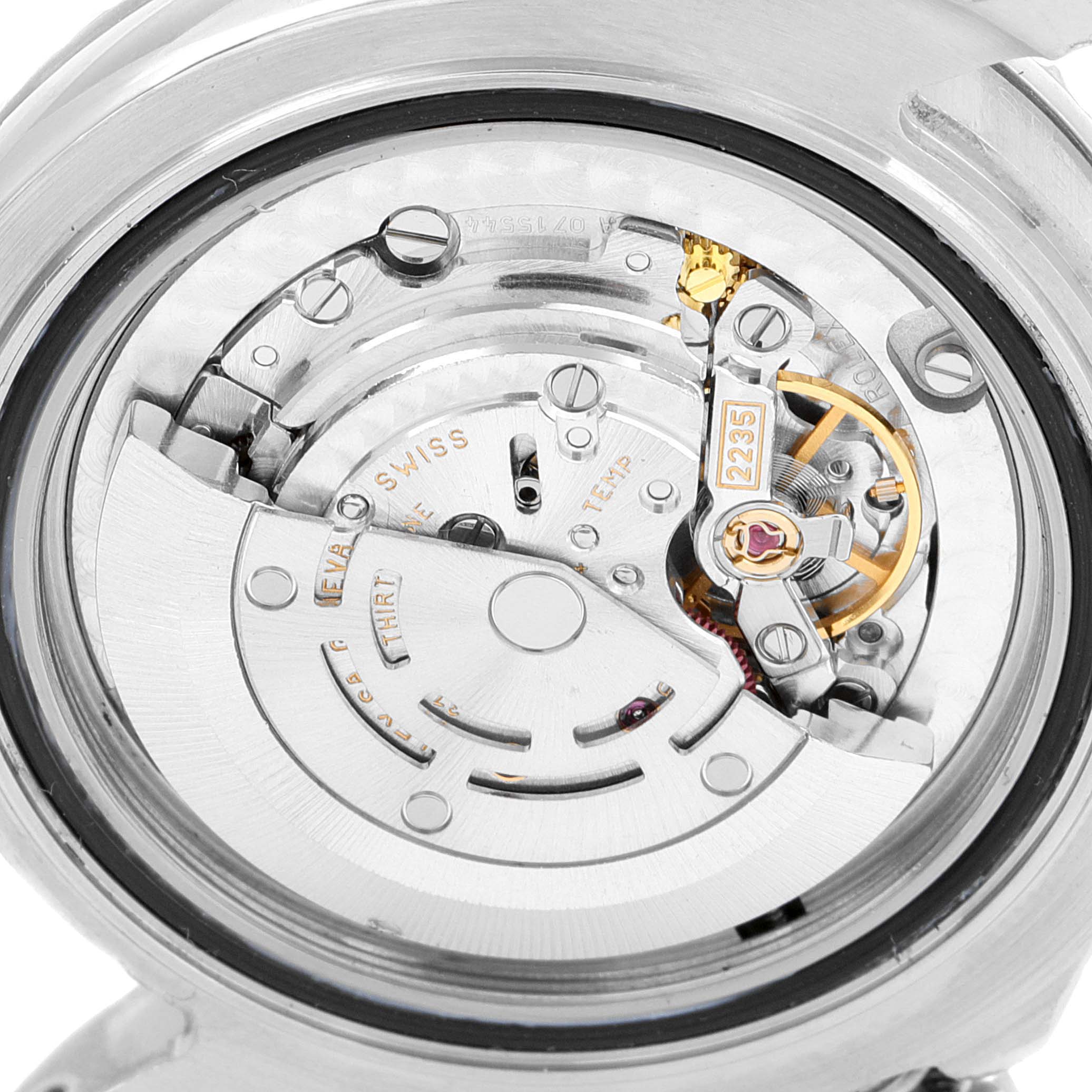 This image shows a close-up of the movement and inner mechanism of the Rolex Yacht-Master 168622 Men's Stainless Steel Silver Dial 168622 Men's Stainless Steel Silver Dial watch.