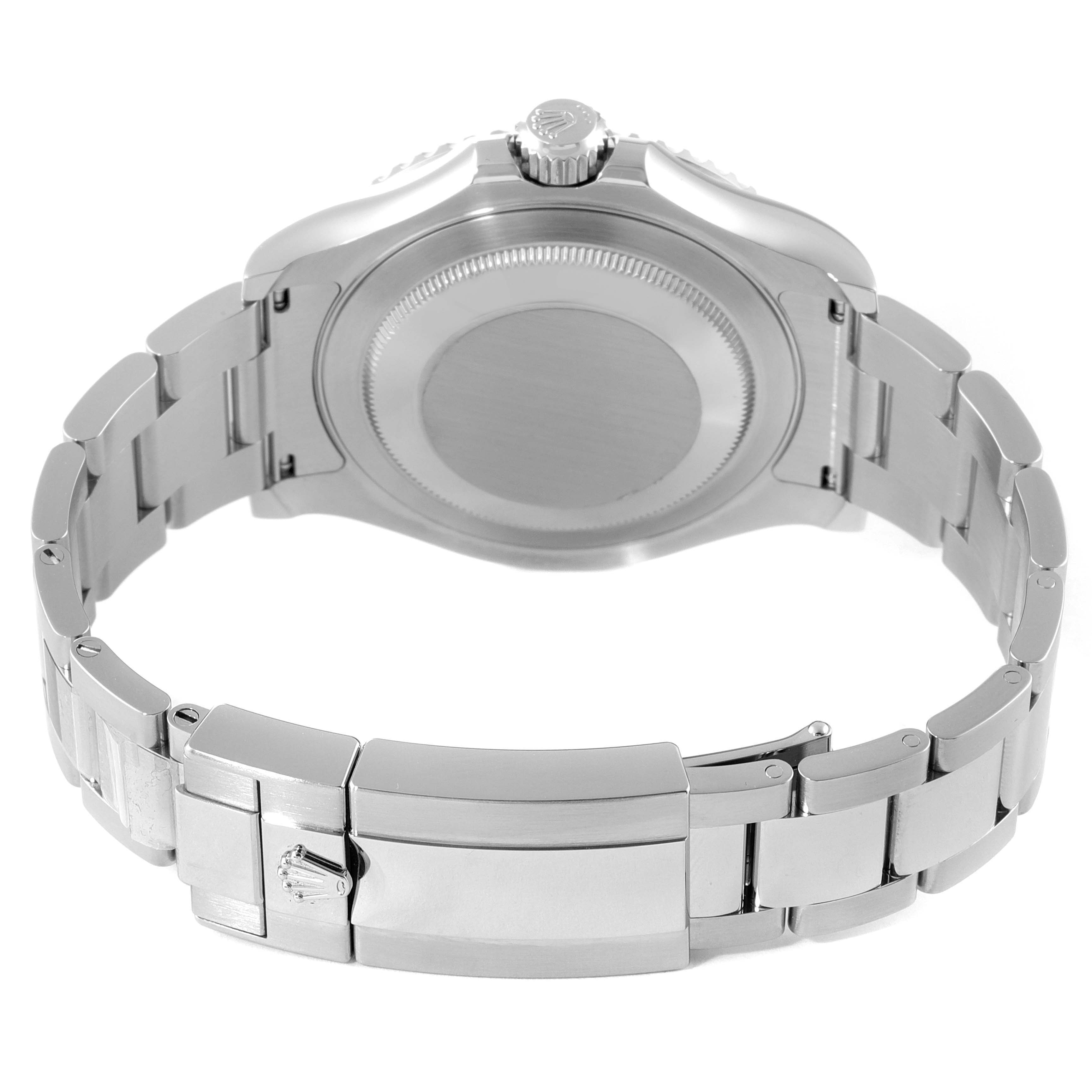 This image shows the case back and bracelet of a Rolex Yacht-Master 126622 Men's Stainless Steel Grey Dial 126622 Men's Stainless Steel Grey Dial, viewed from the rear.