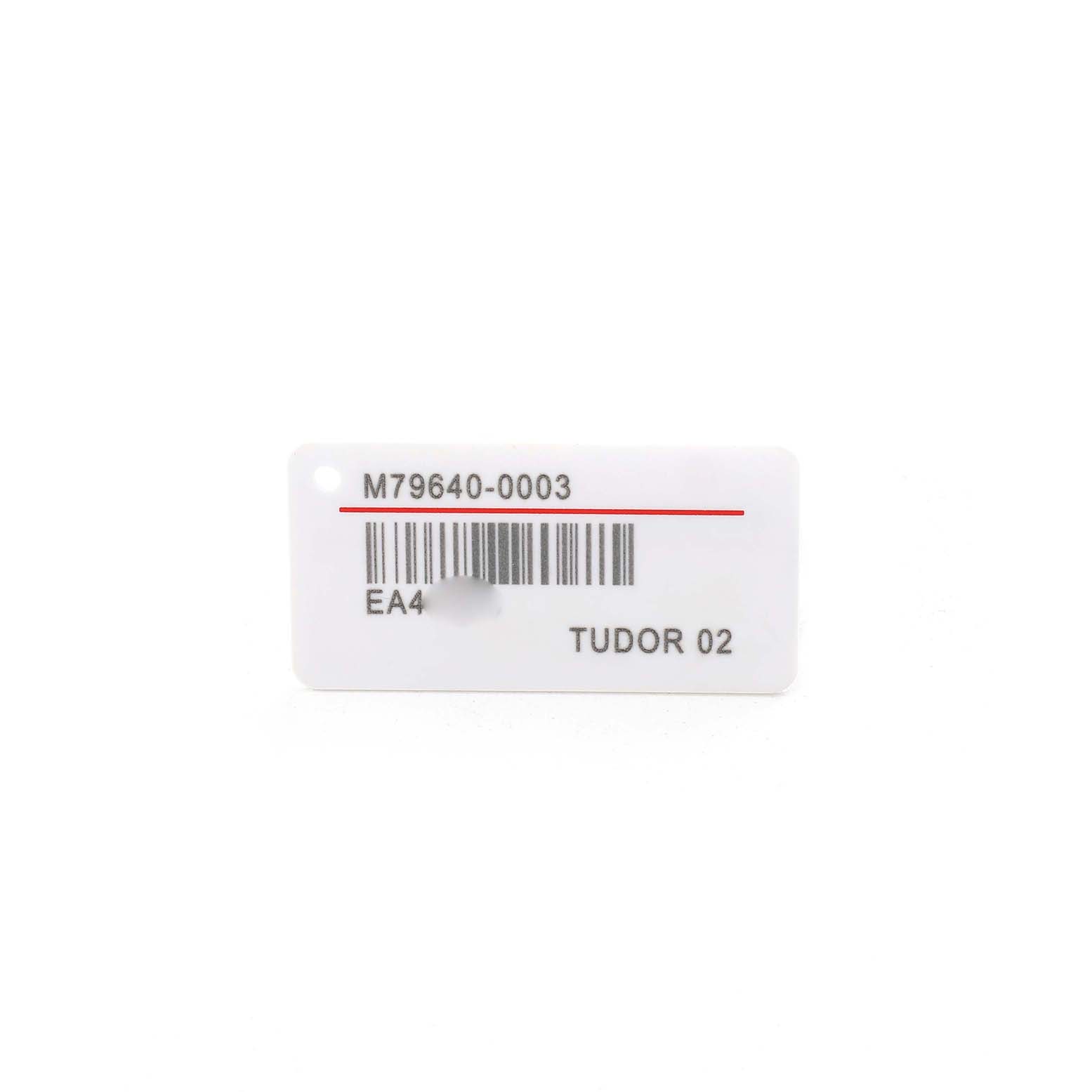 The image shows a tag with a barcode and model number for the Tudor Heritage Black Bay 79640 Men's Stainless Steel Silver Dial watch, not the watch itself.