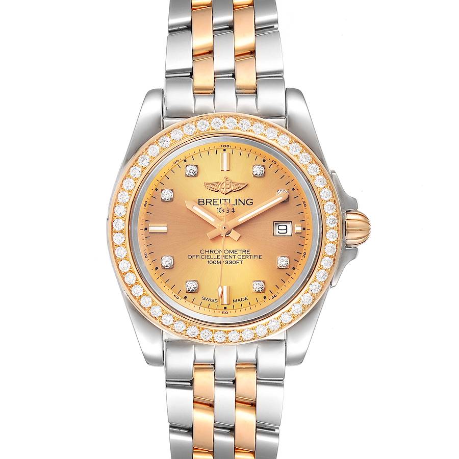 Breitling Galactic 32 Steel Rose Gold Diamond Womens Watch C71330 Box Papers SwissWatchExpo