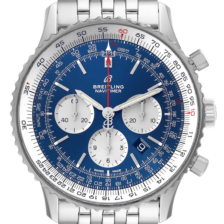 Breitling Navitimer 01 46mm Aurora Blue Dial Mens Watch AB0127 Box Papers SwissWatchExpo