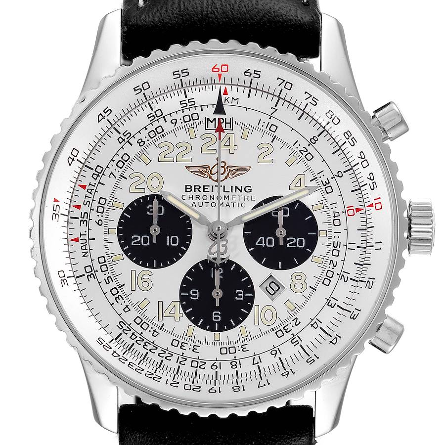 Breitling Navitimer Cosmonaute Silver Panda Dial Steel Mens Watch A22322 SwissWatchExpo