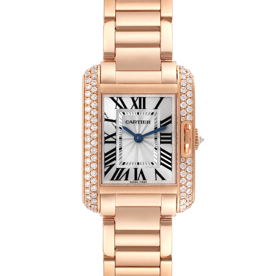 Cartier Tank Anglaise Rose Gold Silver Dial Diamond Ladies Watch WT100002 SwissWatchExpo