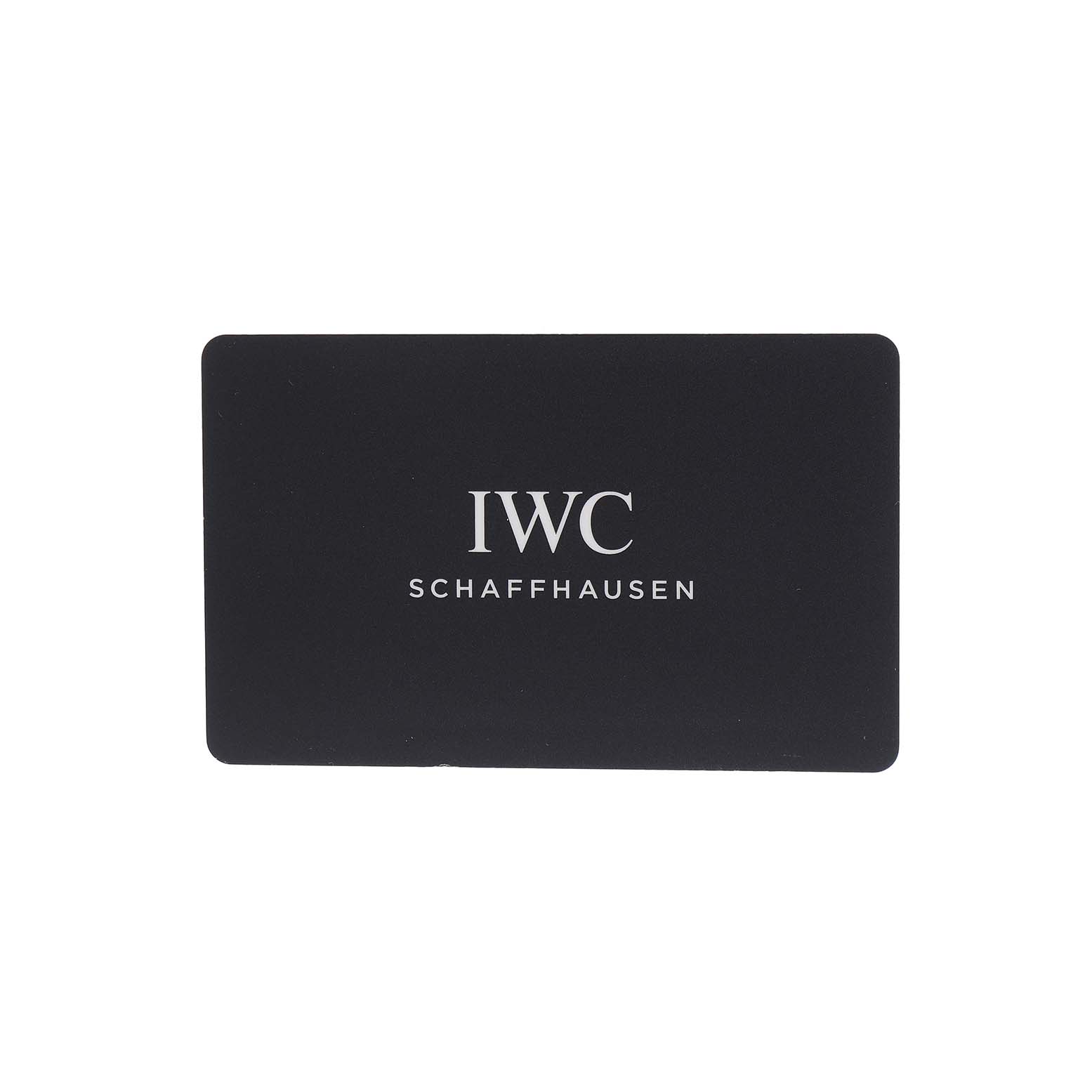 This image shows an IWC Schaffhausen warranty card for the Portuguese model, displaying the brand name centrally.