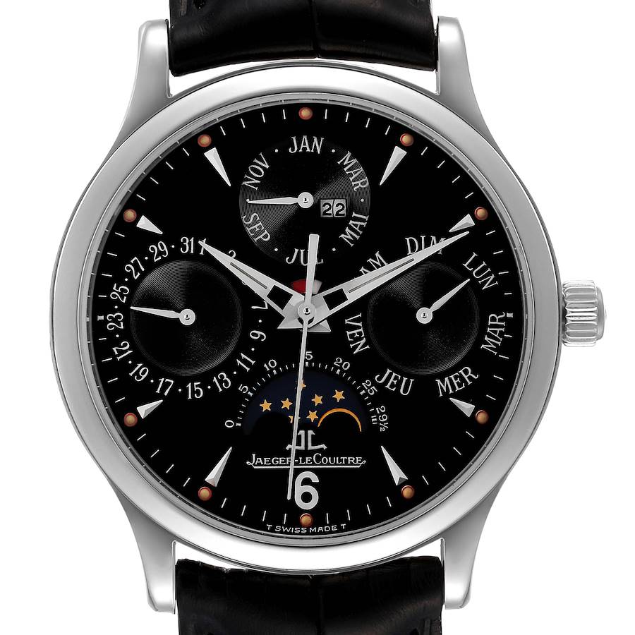 Jaeger LeCoultre Master Control Perpetual Calendar Steel Mens Watch 140.8.80.S SwissWatchExpo
