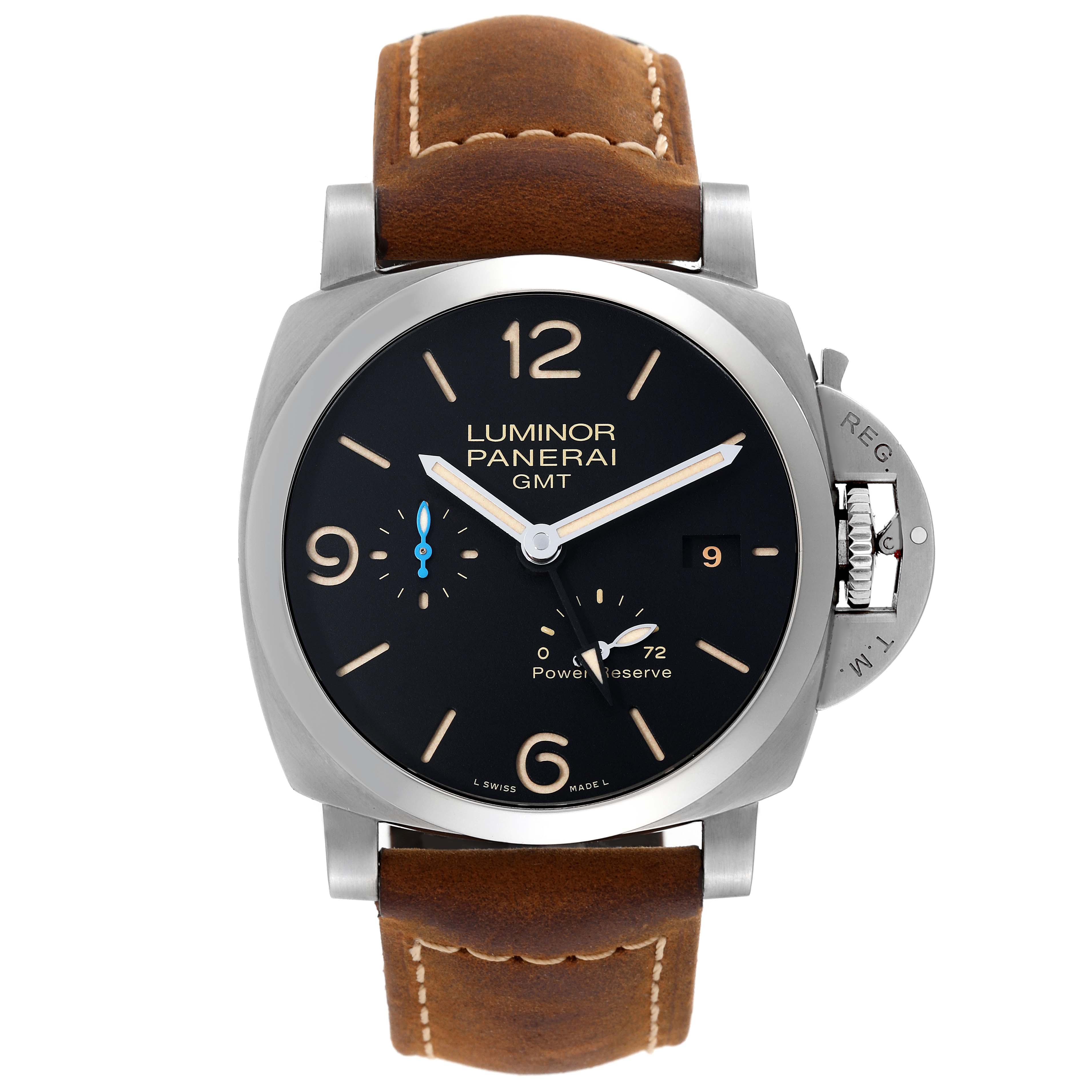 Panerai Luminor Marina 1950 3 Days GMT Steel Mens Watch PAM01321 Box Card