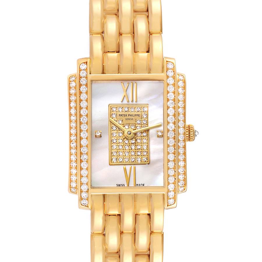 Patek Philippe Gondolo Yellow Gold Mother Of Pearl Diamond Dial Ladies Watch 4825 Papers SwissWatchExpo