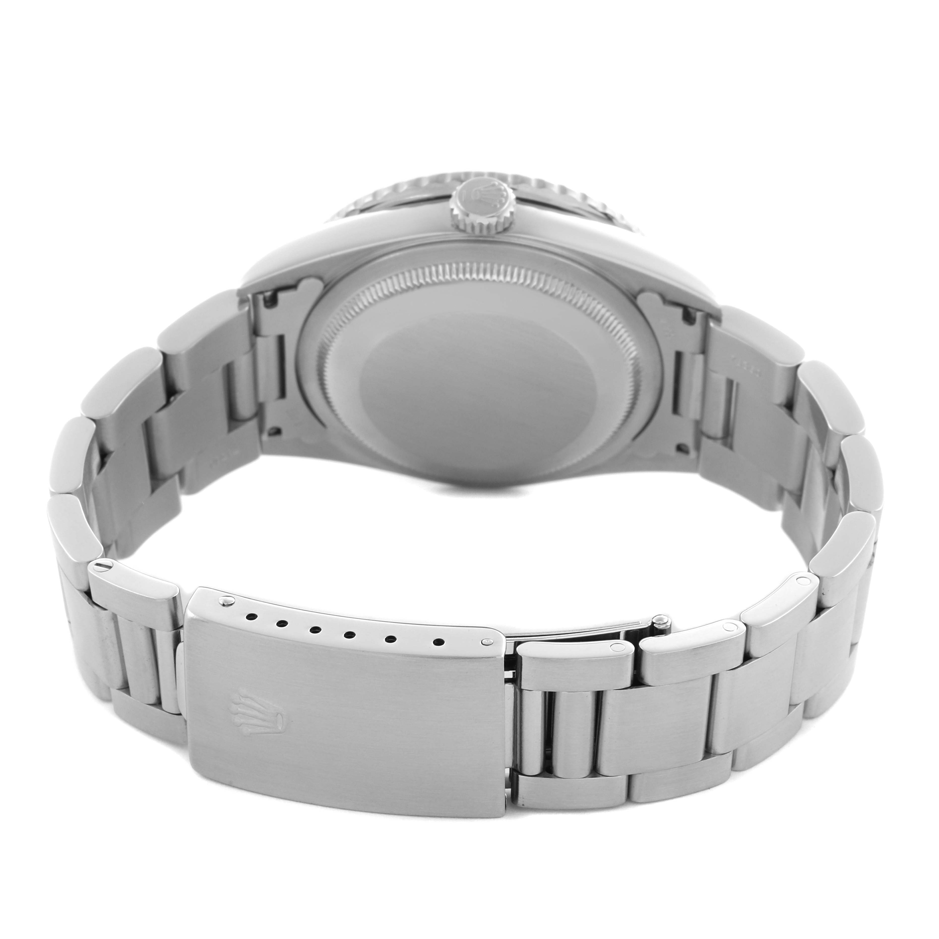 The image shows the back of the Rolex Turn-o-Graph 16264 Men's Stainless Steel White Dial 16264 Men's Stainless Steel White Dial watch, highlighting the case back and bracelet with clasp.