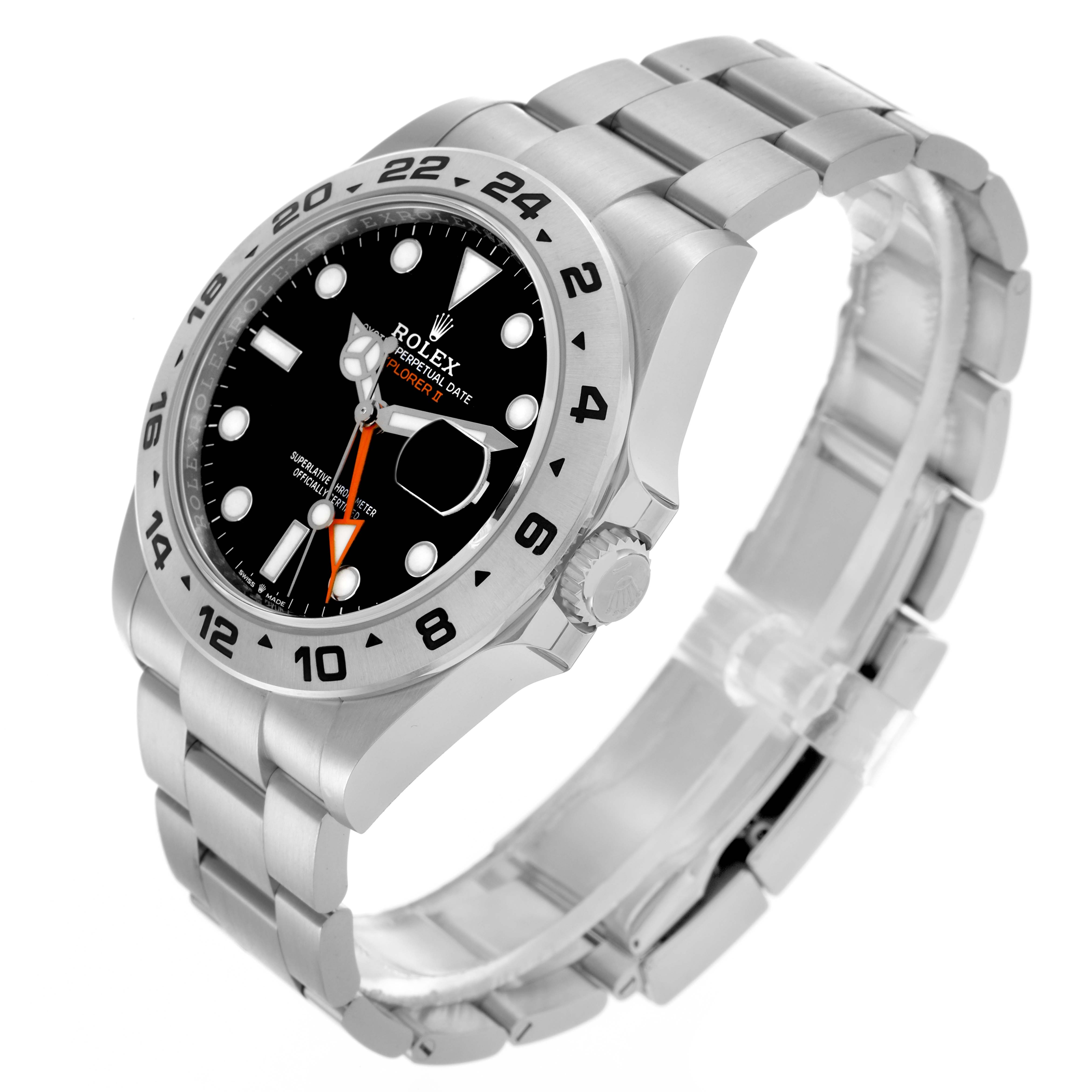 The Rolex Explorer 226570 Men
s Stainless Steel Black Dial 226570 Men
s Stainless Steel Black Dial watch is shown at a three-quarter angle, displaying the dial, bezel, crown, and bracelet.