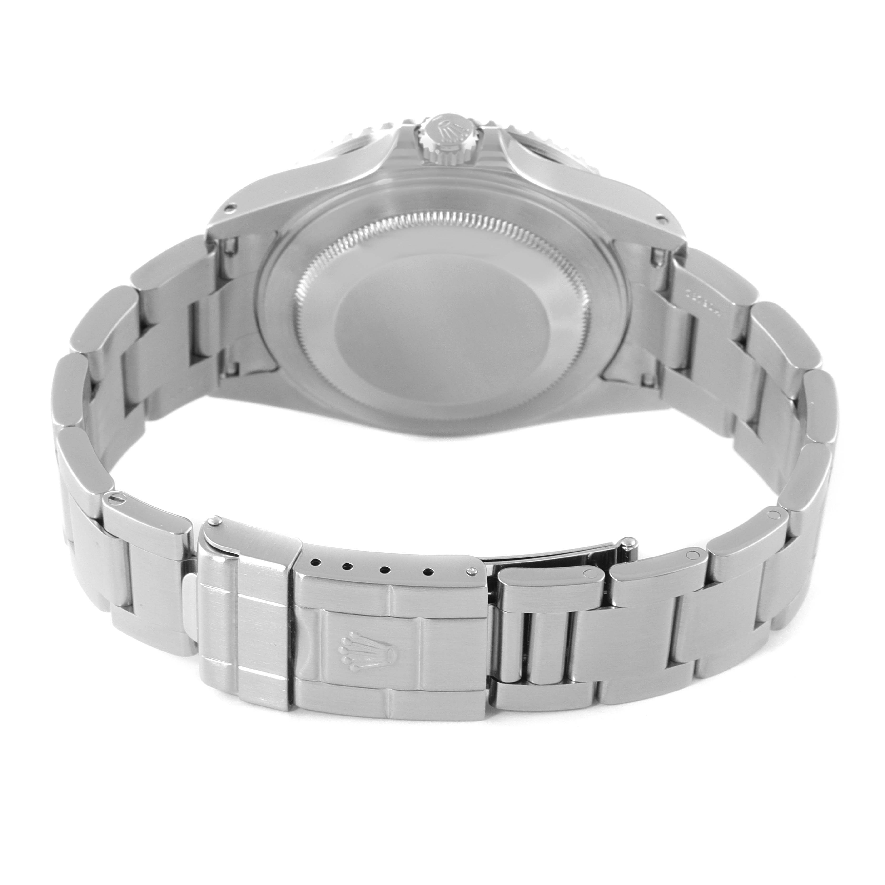 The image shows the back and clasp of a Rolex GMT-Master 16710 Men
s Stainless Steel Black Dial 16710 Men
s Stainless Steel Black Dial watch, giving a view of the case back and bracelet.