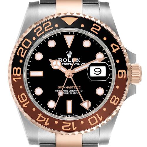 Photo of Rolex GMT Master II Root Beer Steel Rose Gold Mens Watch 126711 Box Card