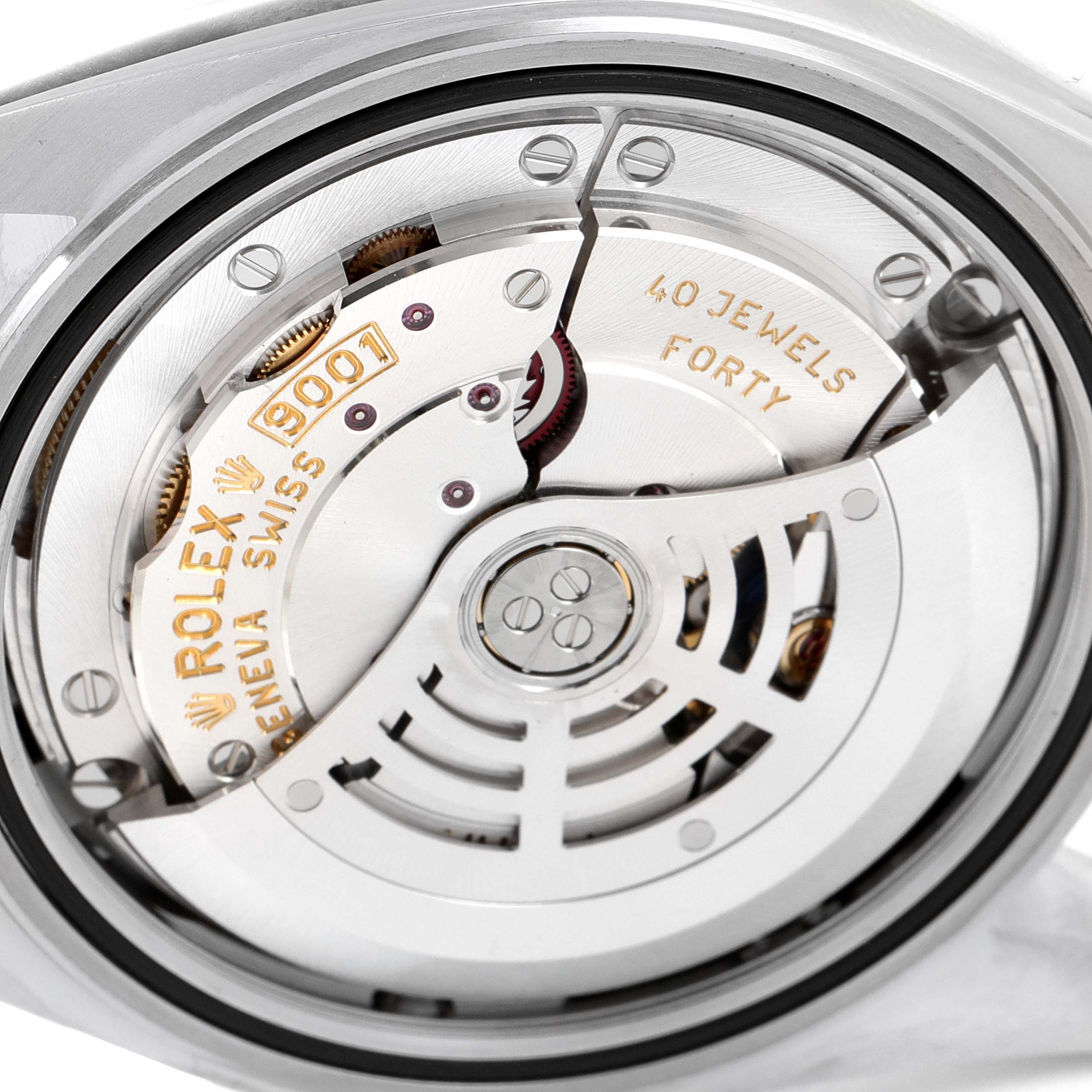 This image shows a close-up view of the Rolex Sky-Dweller 326933 Men's Steel and Gold (two tone) Black Dial 326933 Men's Steel and Gold (two tone) Black Dial's movement, highlighting the rotor and internal mechanics.