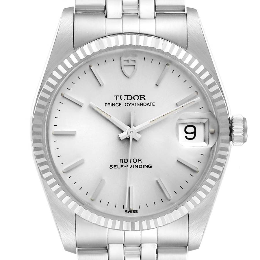 Tudor Prince Date Silver Dial Steel Vintage Mens Watch 74034 Box Tag SwissWatchExpo