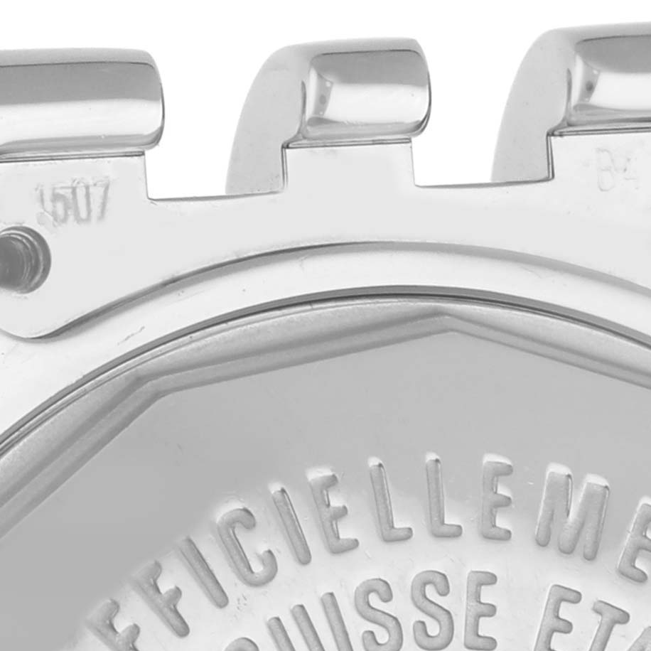 The image shows a partial back view of the Breitling A7134053/B798 Women's Stainless Steel Mother of Pearl Dial A7134053/B798 Women's Stainless Steel Mother of Pearl Dial Starliner A71340 watch, focusing on the engraved text and case details.