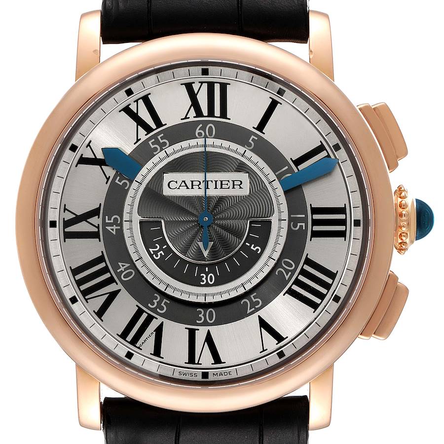 Cartier Rotonde Rose Gold Slate Dial Mens Watch W1555951 SwissWatchExpo