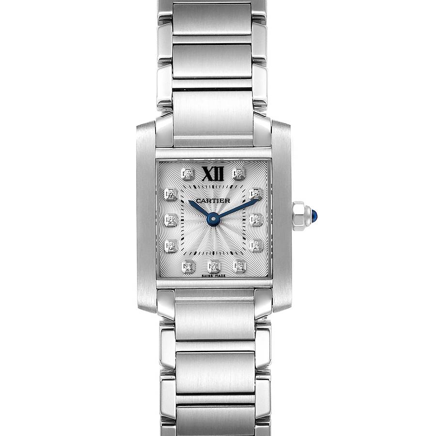 Cartier Tank Francaise Steel Diamond Dial Ladies Watch WE110006 Box Card SwissWatchExpo