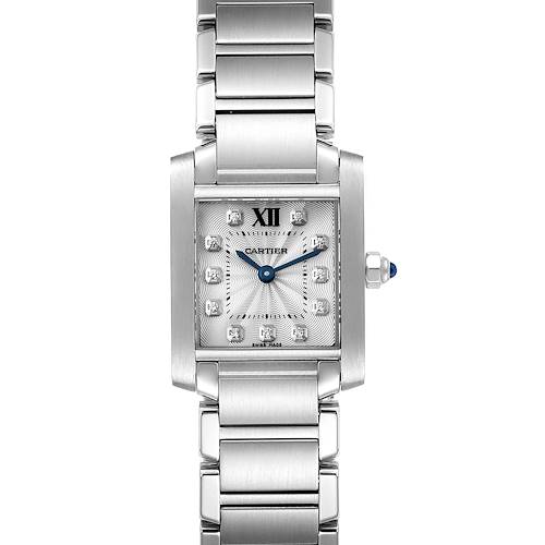Photo of Cartier Tank Francaise Steel Diamond Small Ladies Watch WE110006 Box Card