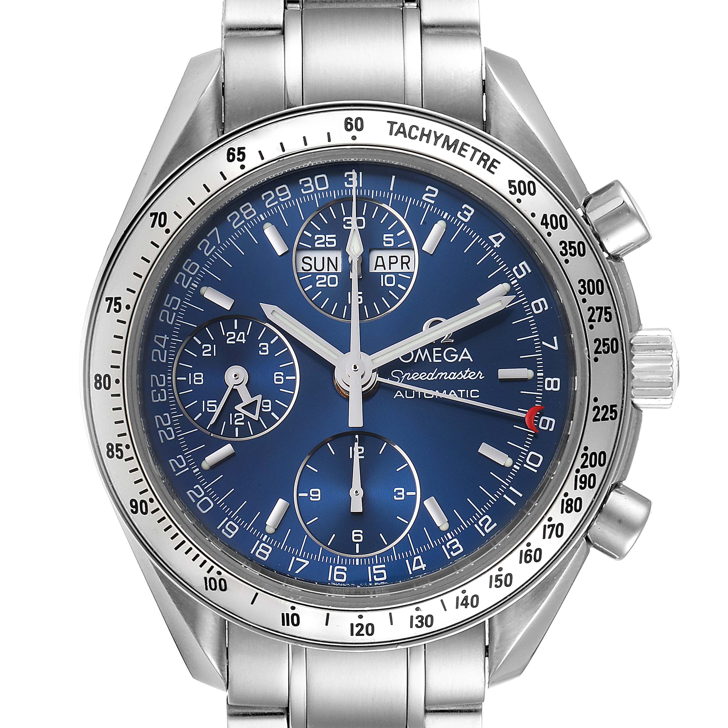 omega speedmaster day date blue