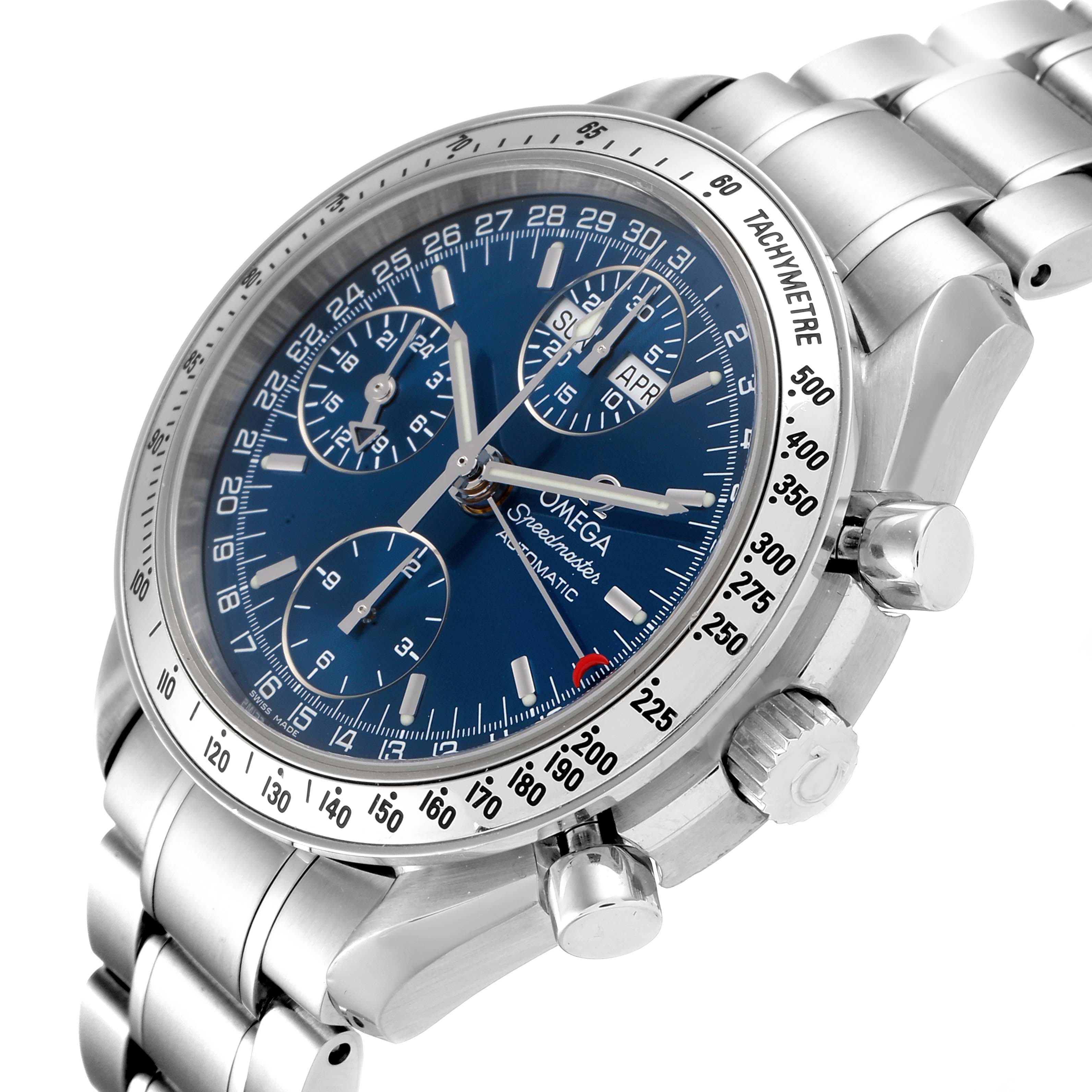 omega speedmaster day date blue