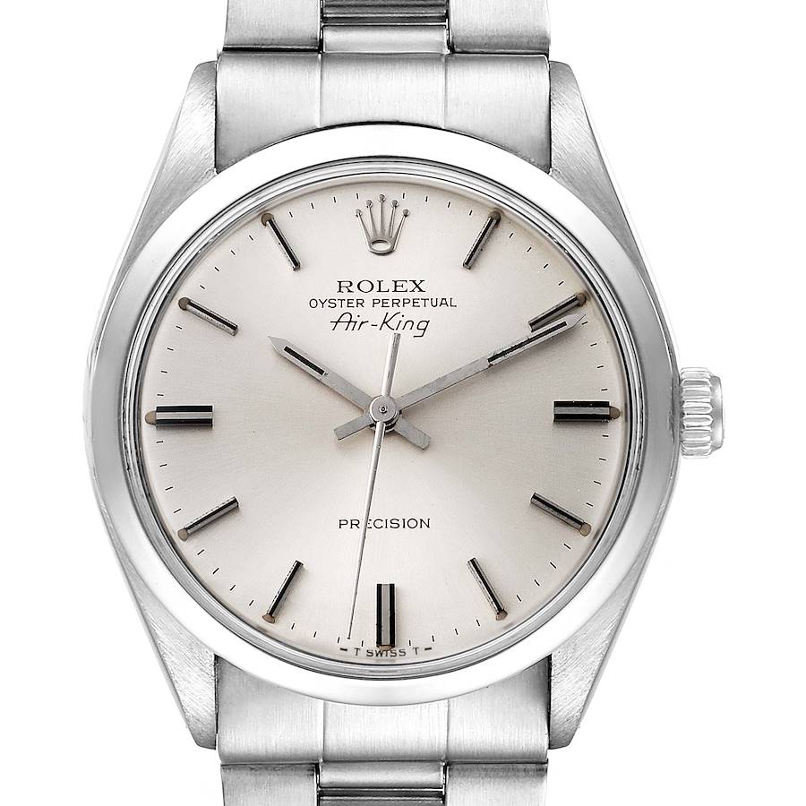 Rolex Air King Vintage Stainless Steel Silver Dial Mens Watch 5500 SwissWatchExpo