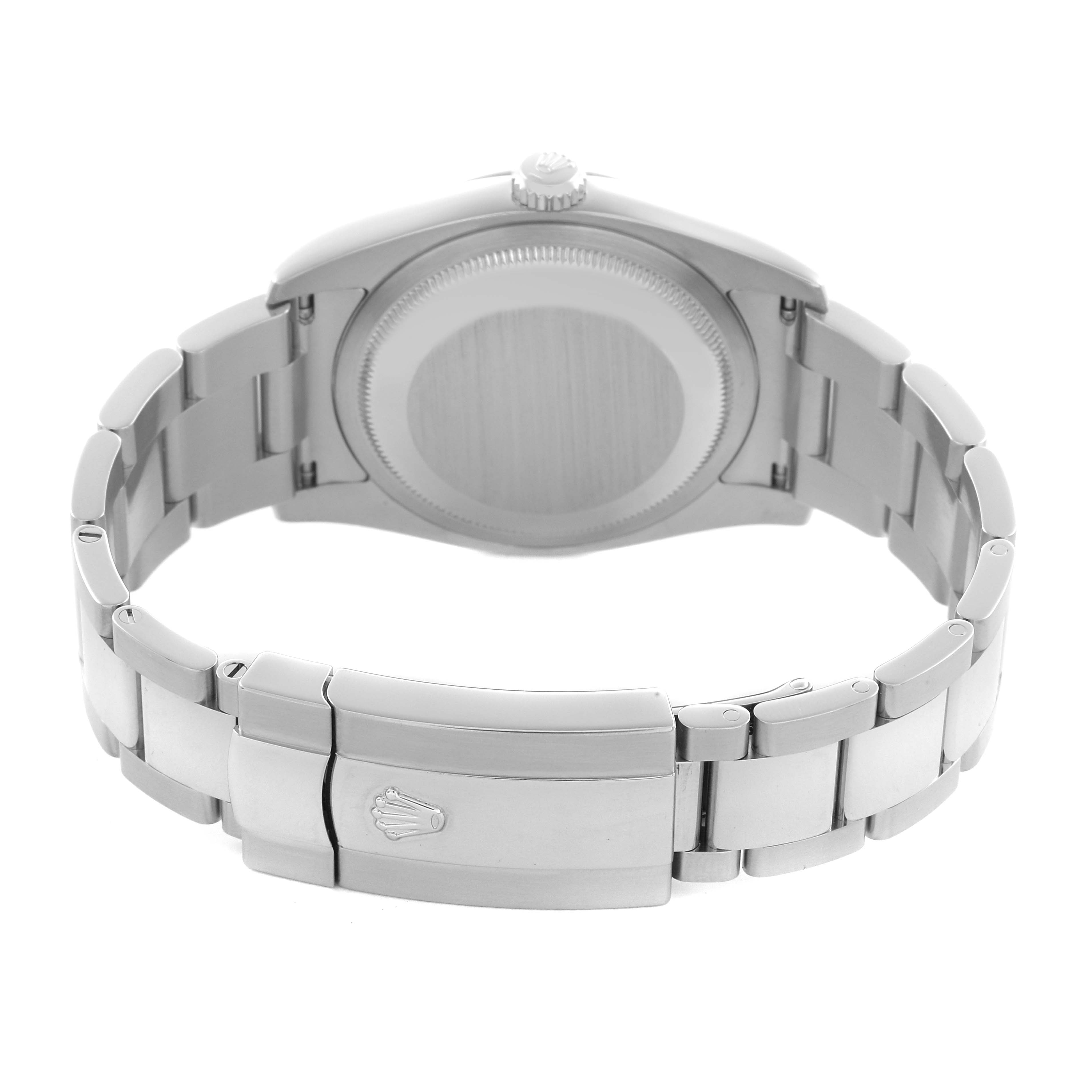 The image shows the back of a Rolex Datejust 116234 Men's Stainless Steel Silver Dial 116234 Men's Stainless Steel Silver Dial, highlighting the case back, bracelet, and clasp.