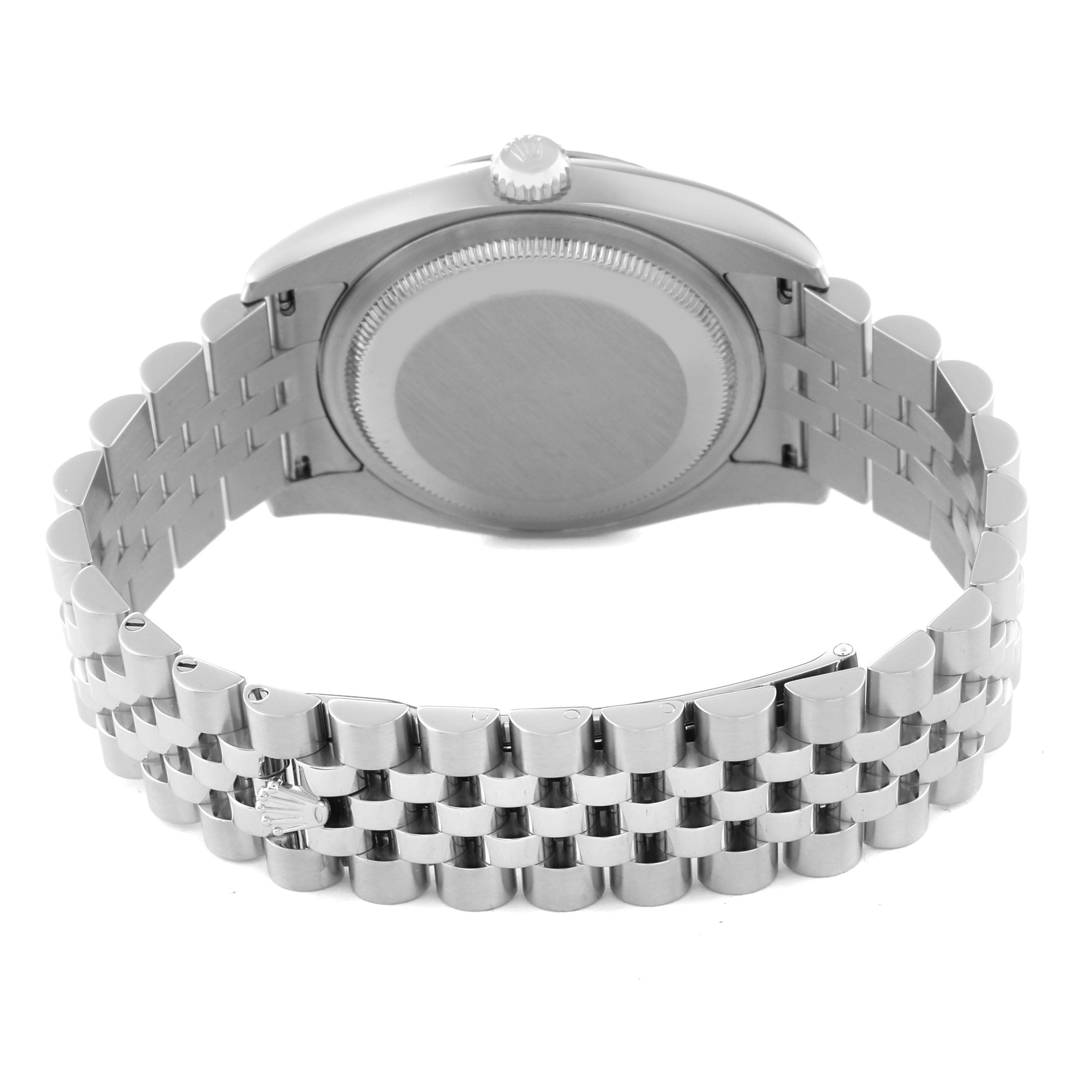 The image shows the back view of a Rolex Datejust 116234 Men's Stainless Steel Silver Dial 116234 Men's Stainless Steel Silver Dial watch, highlighting its case and bracelet.