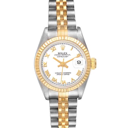 Photo of Rolex Datejust Steel Yellow Gold White Roman Dial Ladies Watch 69173