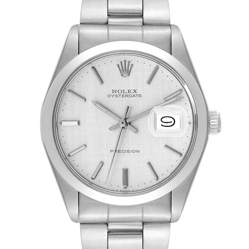 Photo of Rolex OysterDate Precision Silver Linen Dial Steel Vintage Mens Watch 6694