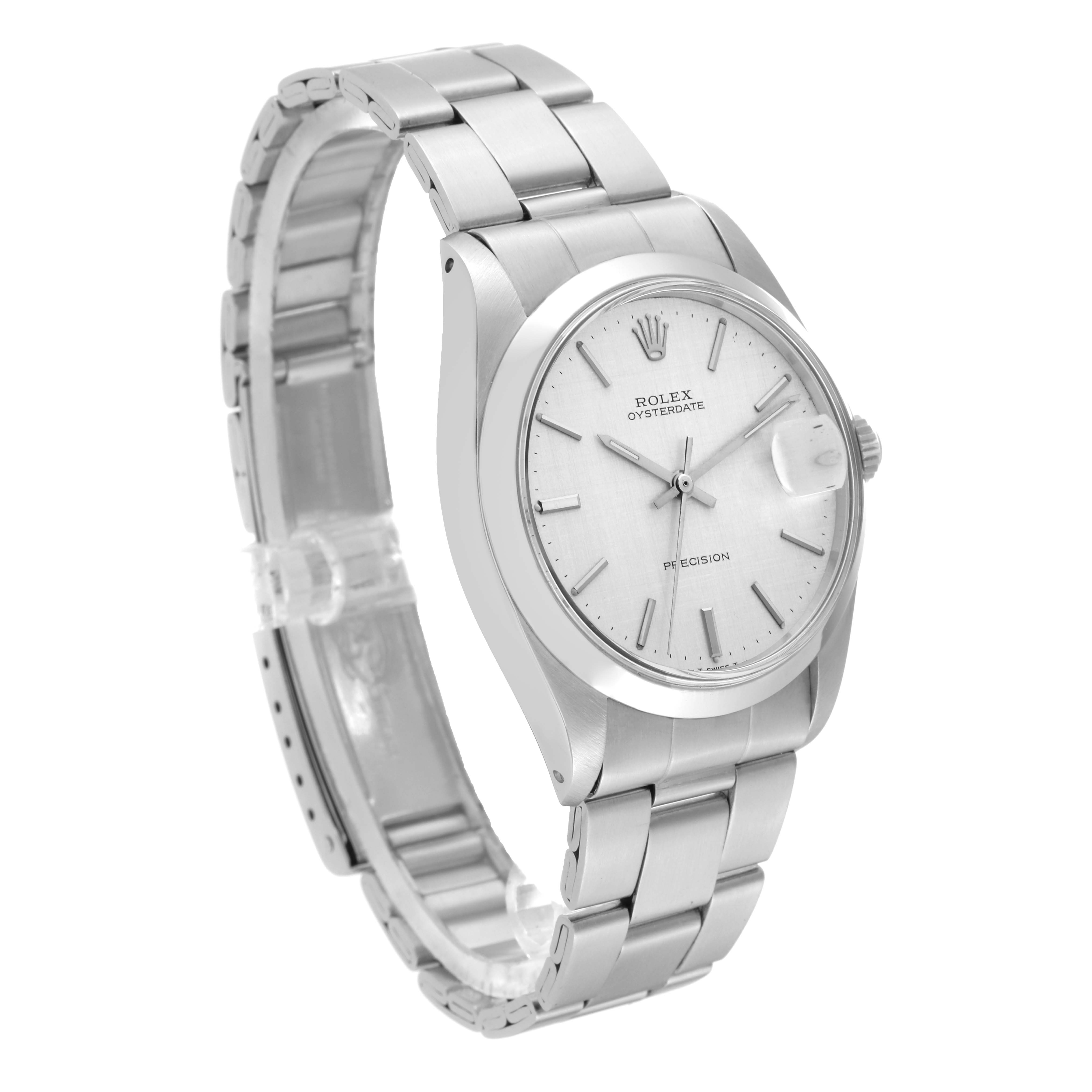 The Rolex Vintage Collection 6694 Men's Stainless Steel Silver Dial 6694 Men's Stainless Steel Silver Dial model is shown from a three-quarter angle, highlighting the dial, bezel, case, and metal bracelet.