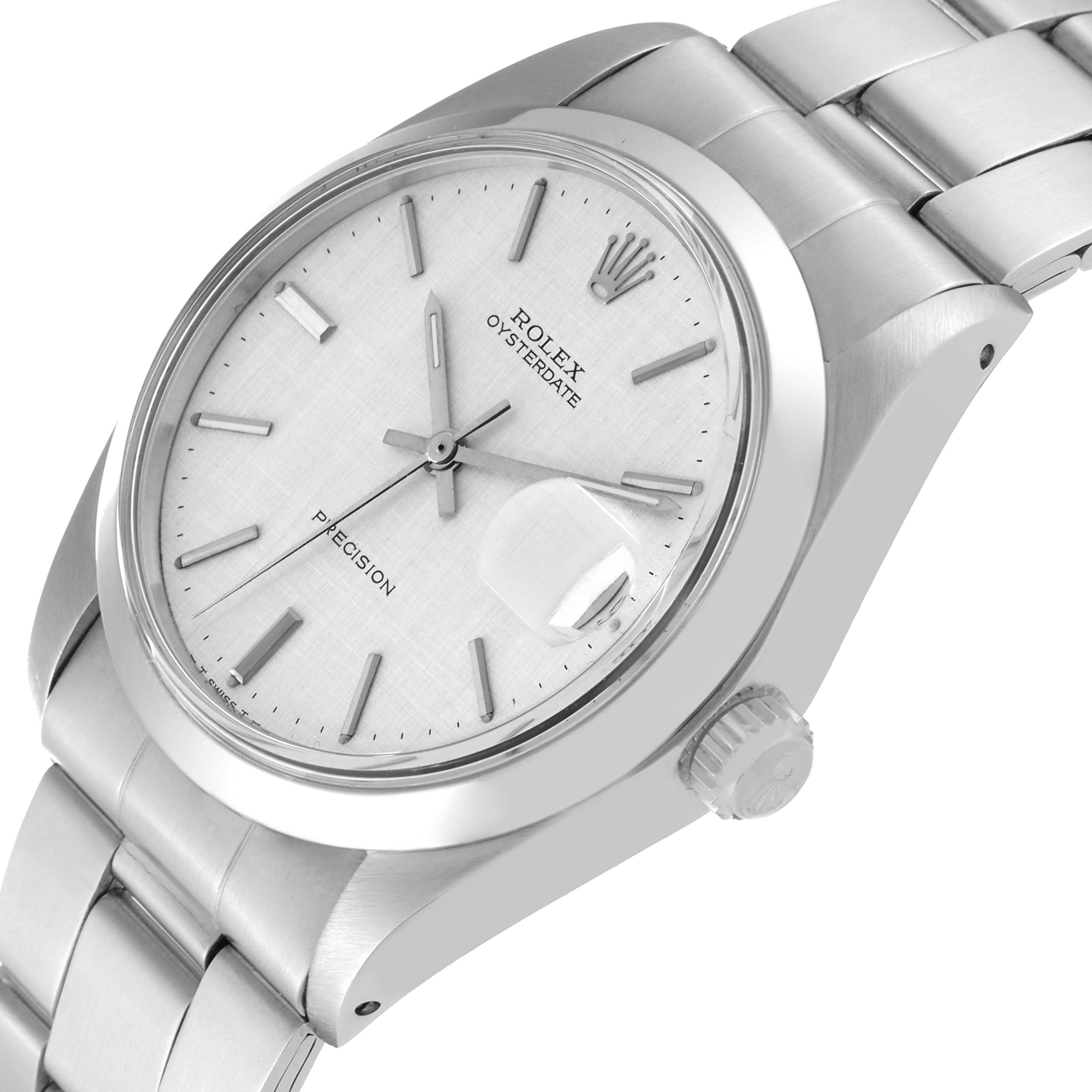 The Rolex Vintage Collection 6694 Men's Stainless Steel Silver Dial 6694 Men's Stainless Steel Silver Dial watch is shown at an angle highlighting the dial, crown, case, and part of the bracelet.