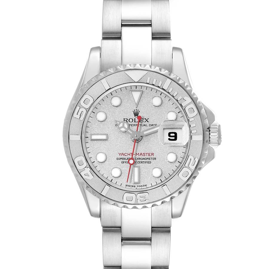Rolex Yachtmaster 29 Steel Platinum Dial Bezel Ladies Watch 169622 SwissWatchExpo