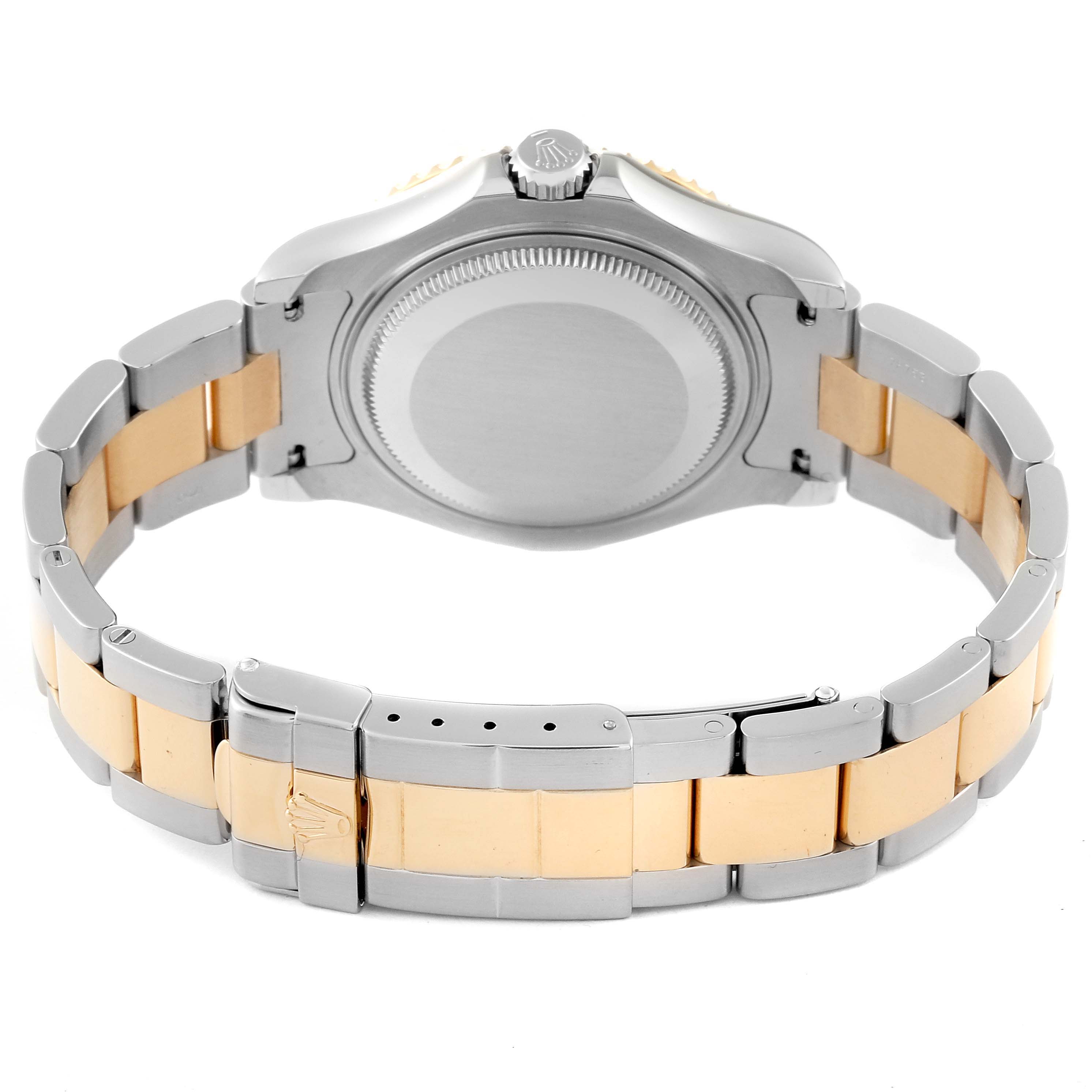 This image shows the back case and bracelet of a Rolex Yacht-Master 68623 Men's Steel and Gold (two tone) Grey Dial 68623 Men's Steel and Gold (two tone) Grey Dial watch from a rear angle.